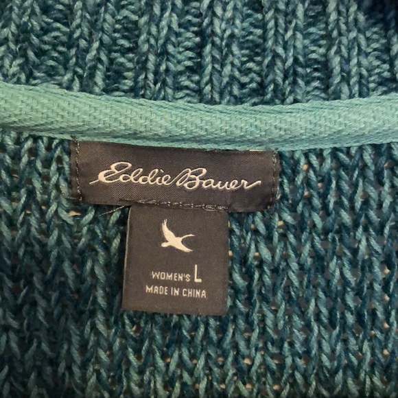 Eddie Bauer cardigan in teal w 3/4 sleeves - Picture 3 of 6